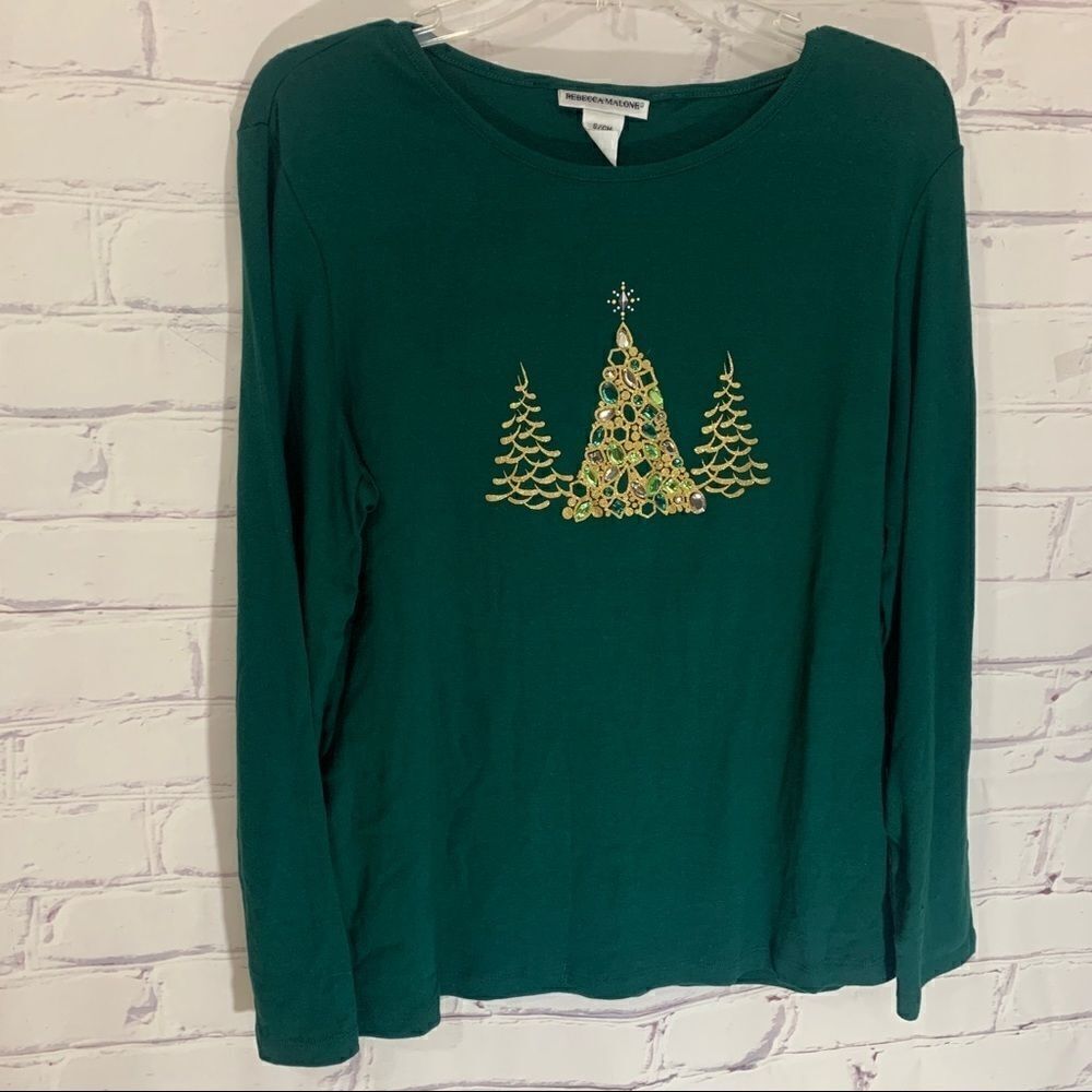 Rebecca Malone small green holiday Christmas top‎